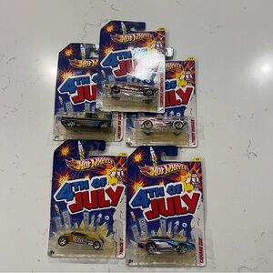 Hot Wheels 4th of July Toy Car Set - Red, Blue, Silver